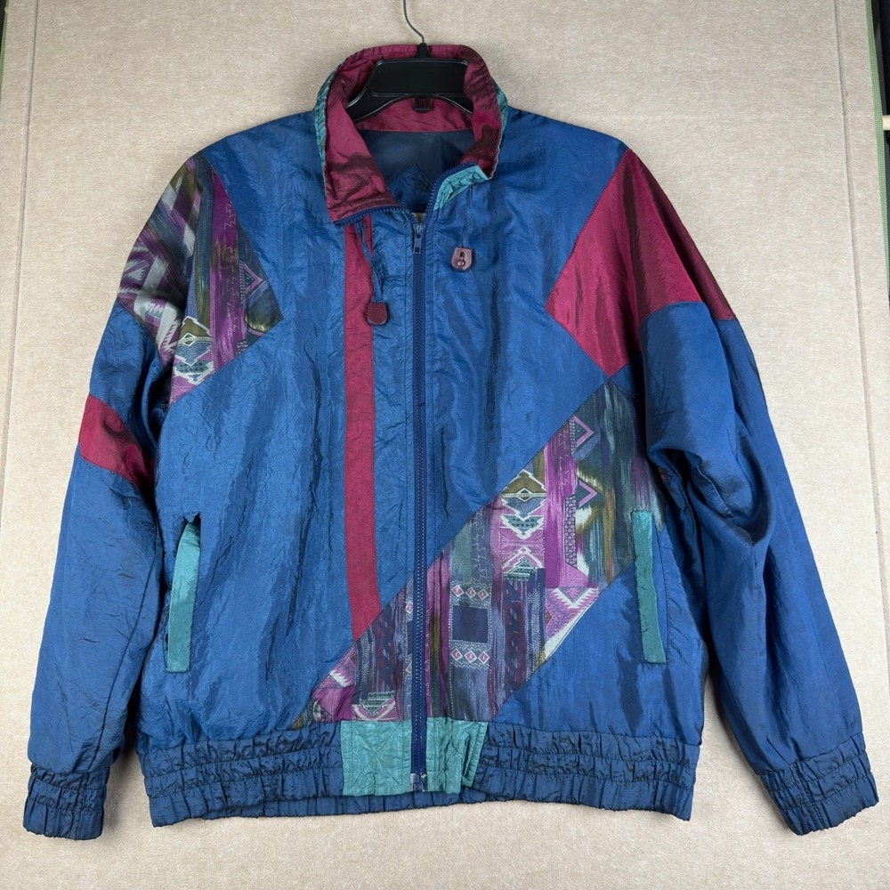 Vintage 90s Westside Windbreaker Jacket Mens M‎ Blue Purple Colorblock